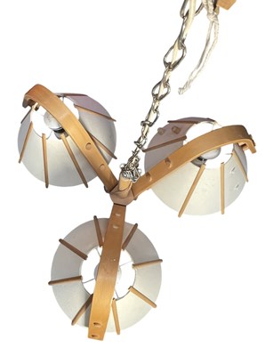 Lot 64 - JAN WICKELGREN FOR ANETA - 1970s SWEDISH BENTWOOD CHANDELIER