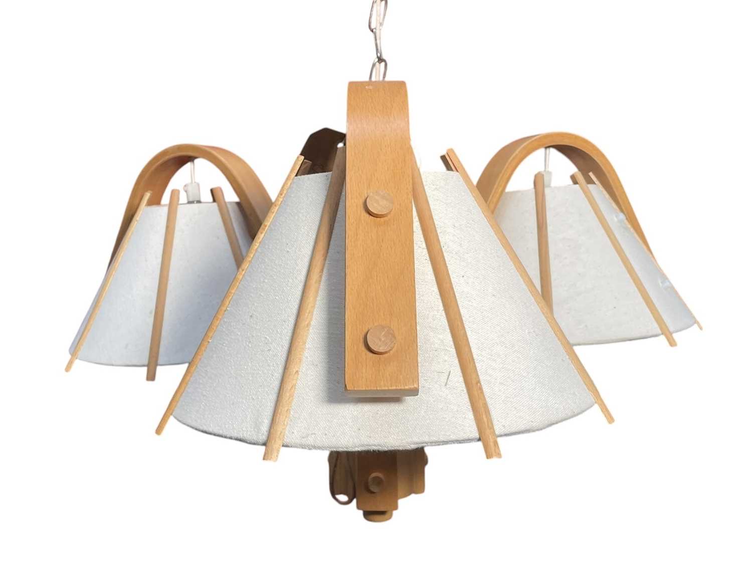 Lot 64 - JAN WICKELGREN FOR ANETA - 1970s SWEDISH BENTWOOD CHANDELIER