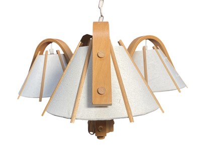 Lot 64 - JAN WICKELGREN FOR ANETA - 1970s SWEDISH BENTWOOD CHANDELIER