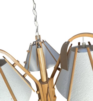 Lot 64 - JAN WICKELGREN FOR ANETA - 1970s SWEDISH BENTWOOD CHANDELIER