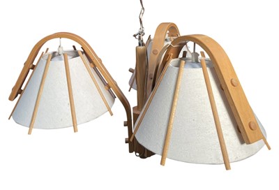 Lot 64 - JAN WICKELGREN FOR ANETA - 1970s SWEDISH BENTWOOD CHANDELIER