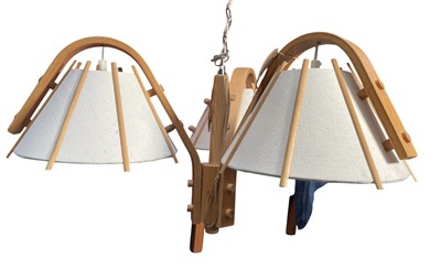 Lot 64 - JAN WICKELGREN FOR ANETA - 1970s SWEDISH BENTWOOD CHANDELIER