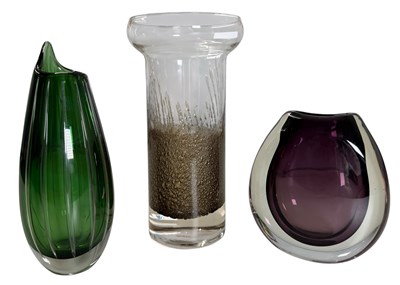 Lot 26 - SCANDINAVIAN GLASS - THREE DANISH & FINNISH MID CENTURY STUDIO GLASS VASES
