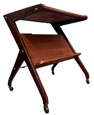 Lot 370 - CARLO SALA - MID CENTURY ITALIAN DESIGNER TEAK COCKTAIL TROLLEY OR CONSOLE TABLE