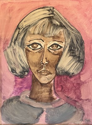 Lot 579 - ODE PIRSON - 20TH CENTURY OIL ON BOARD SELF-PORTRAIT PAINTING