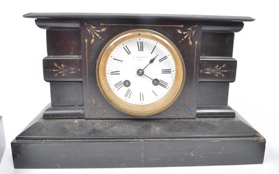 Lot 266 - THREE VICTORIAN 19TH CENTURY SLATE MANTEL CLOCKS