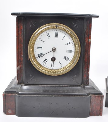 Lot 266 - THREE VICTORIAN 19TH CENTURY SLATE MANTEL CLOCKS
