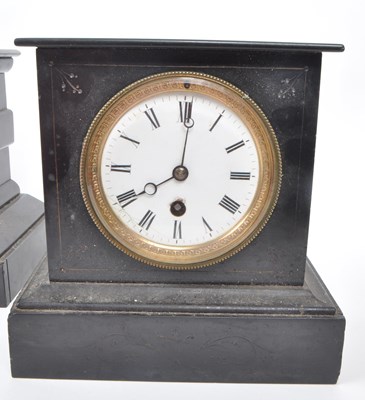 Lot 266 - THREE VICTORIAN 19TH CENTURY SLATE MANTEL CLOCKS
