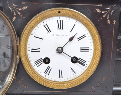 Lot 266 - THREE VICTORIAN 19TH CENTURY SLATE MANTEL CLOCKS
